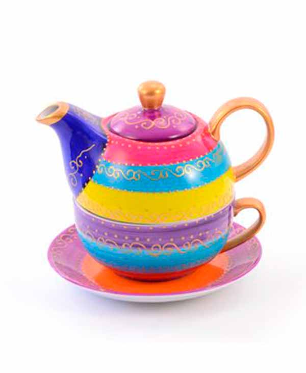 tetera y taza y platillo Tea for One Juego de té con decoración de rosas 